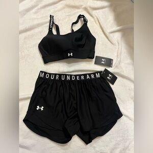 Under Armour Black Sports Bra and Shorts